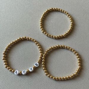Gold Beaded Bracelets with Love Charm M350
